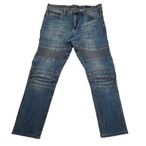 Ring of Fire Motorcycle Pants W38 L30 Slim Zippers Reinforced Denimcore Moto EUC